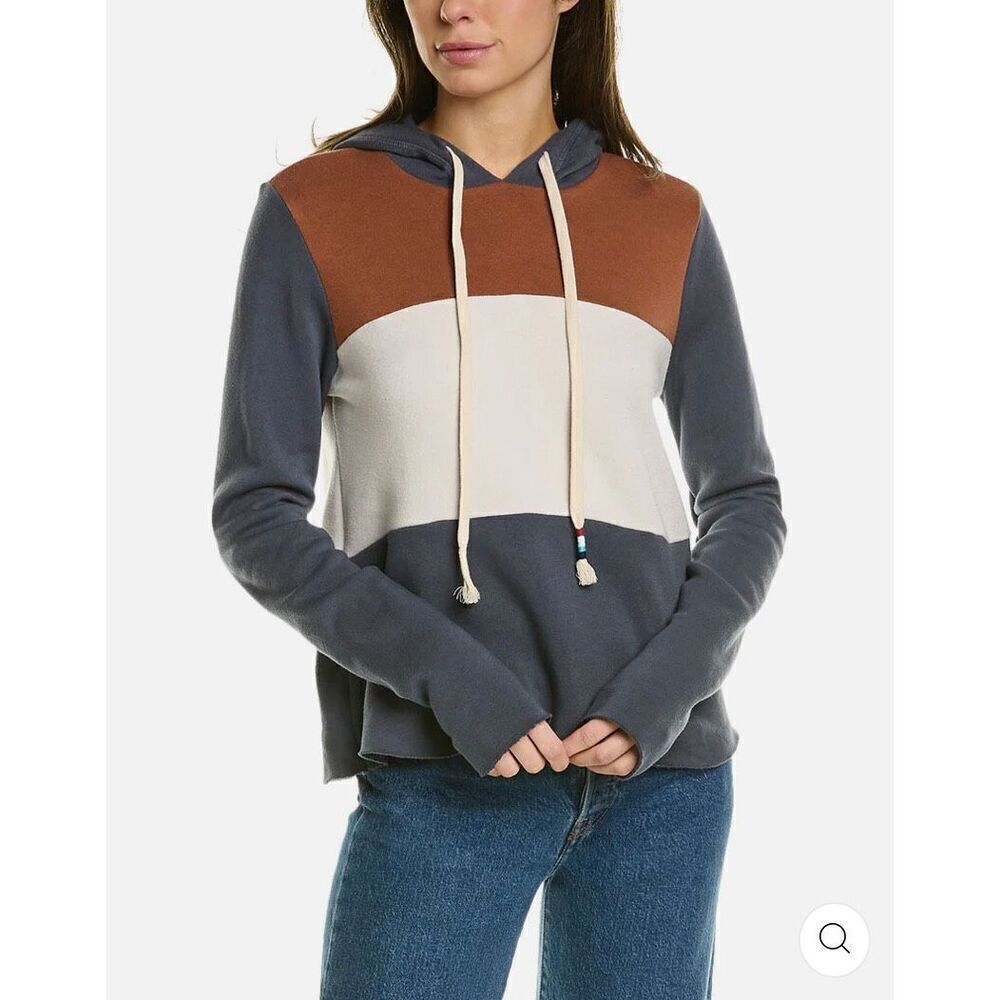 Sol Angeles NWT Marine Nautical Color Block Sherpa Lined Pullover Hoodie Made In